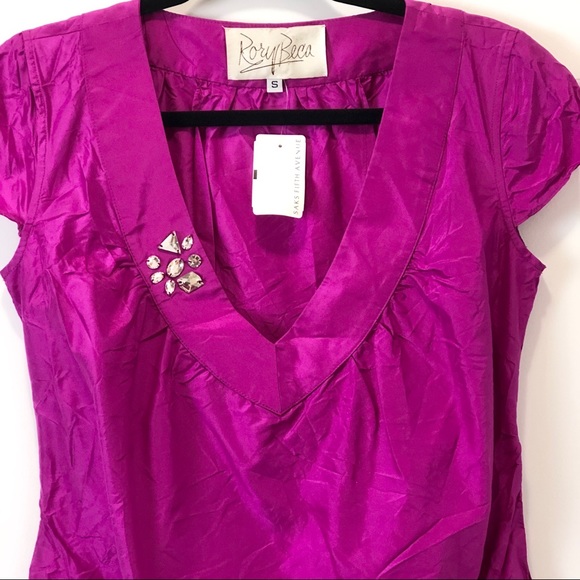 🎀Rory Beca Fushia Pink Silk Mini Cocktail Dress - Picture 3 of 6